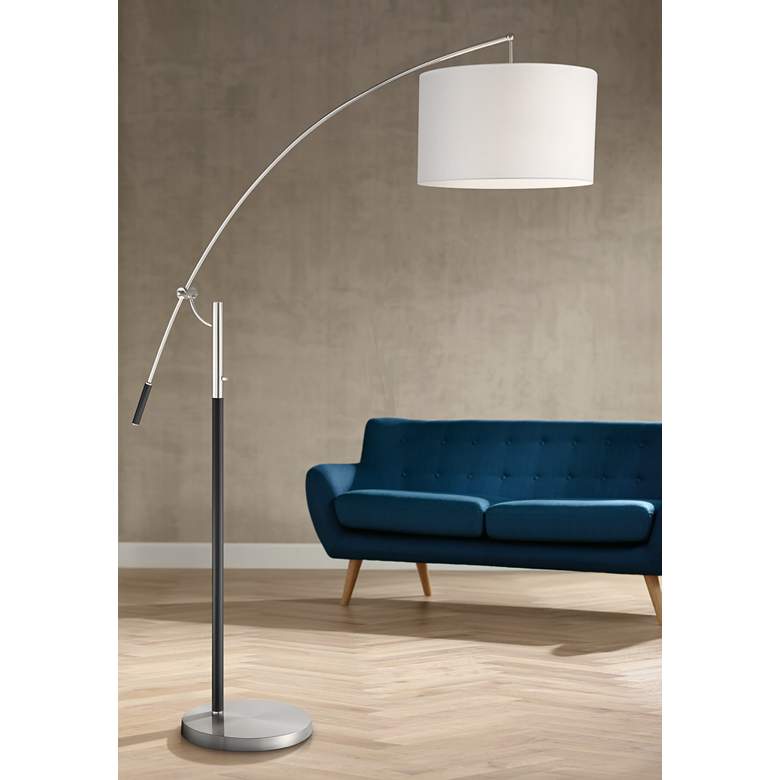 Image 1 Lite Source Florencia 79 1/2 inch Brushed Nickel Modern Arc Lamp