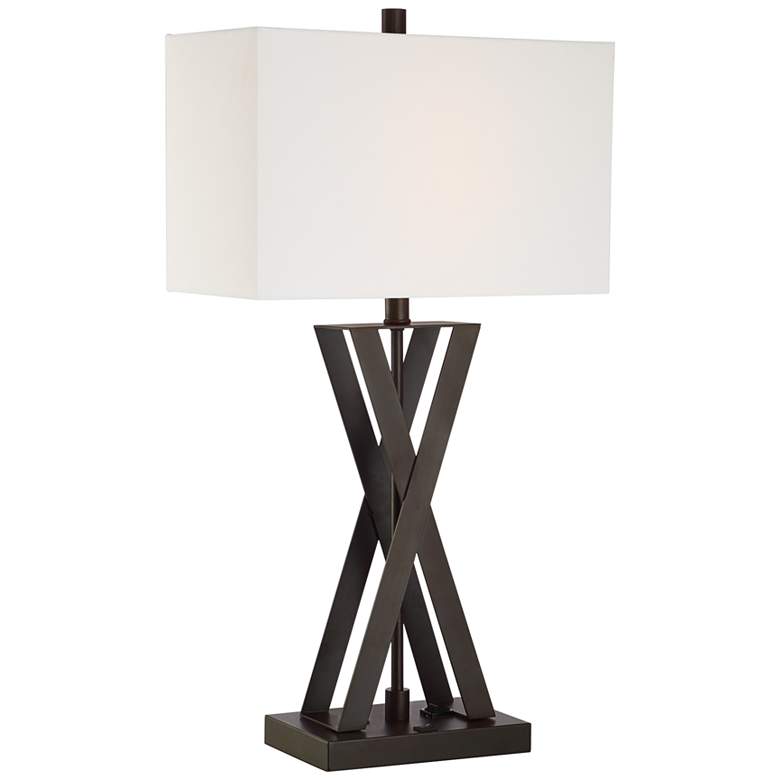 Image 2 Lite Source Fonda 30" High Dark Bronze Outlet and USB Table Lamp