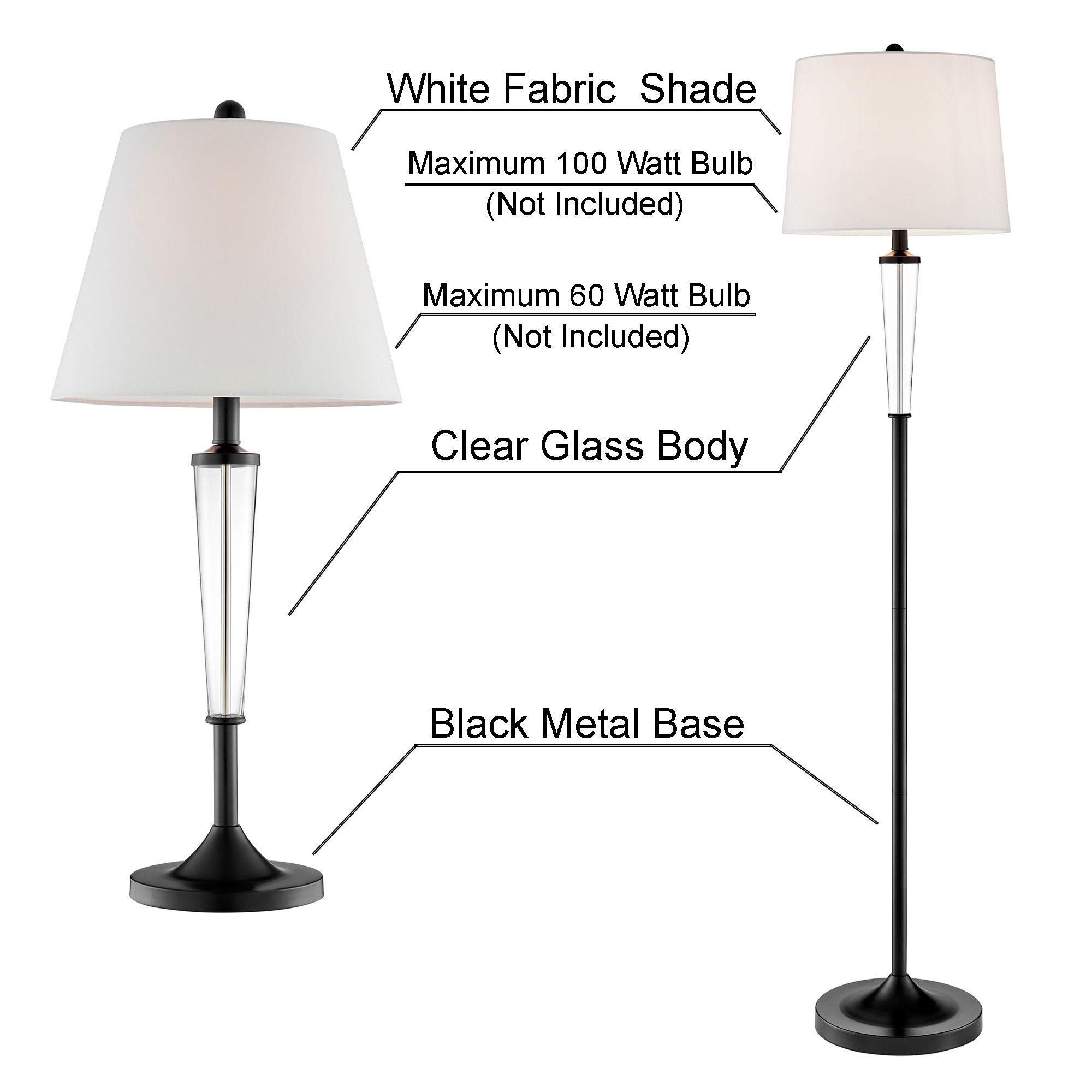 Lite Source Freida 3-Piece Lamp Set with Glass Accents