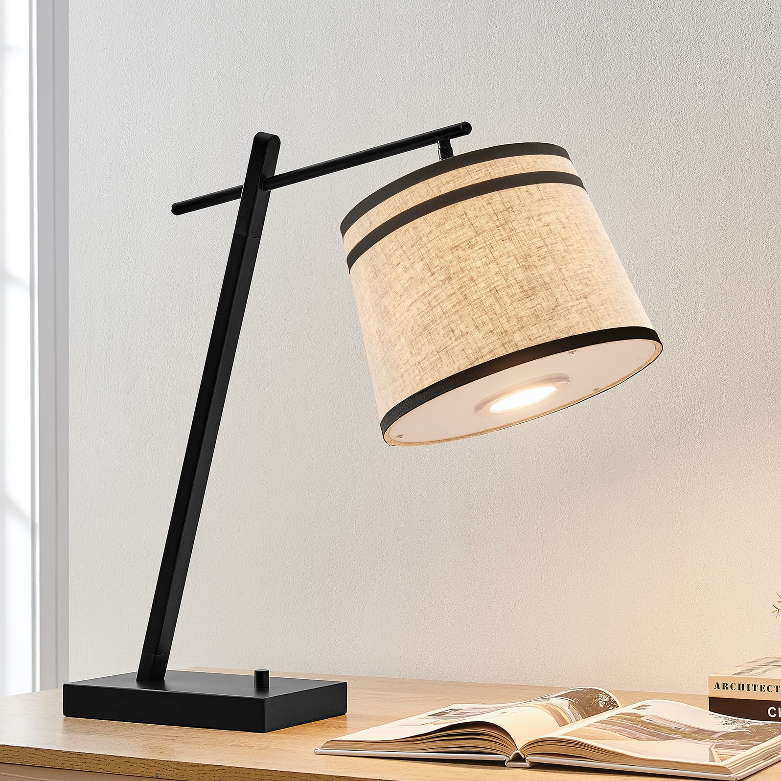 Lite Source Gaines 26" High Black Slanted Base Table Lamp