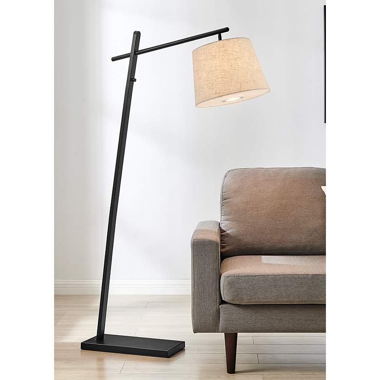 Image 1 Lite Source Gaines 62" High Modern Angled Black Base Floor Lamp