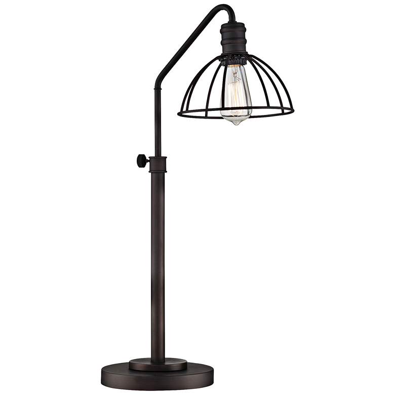 Image 2 Lite Source Gaius Adjustable Height Bronze Industrial Cage Desk Lamp