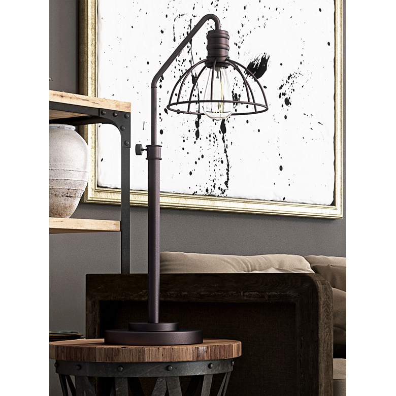 Image 4 Lite Source Gaius Adjustable Height Bronze Industrial Cage Desk Lamp more views