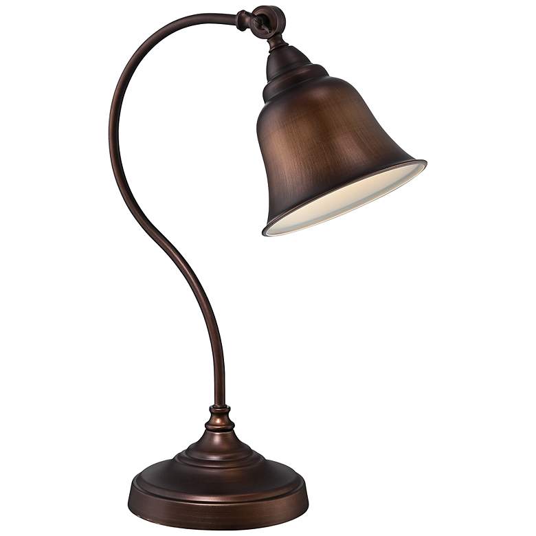 Image 2 Lite Source Gianna 21 inch Scroll Arm Antique Copper Desk Lamp