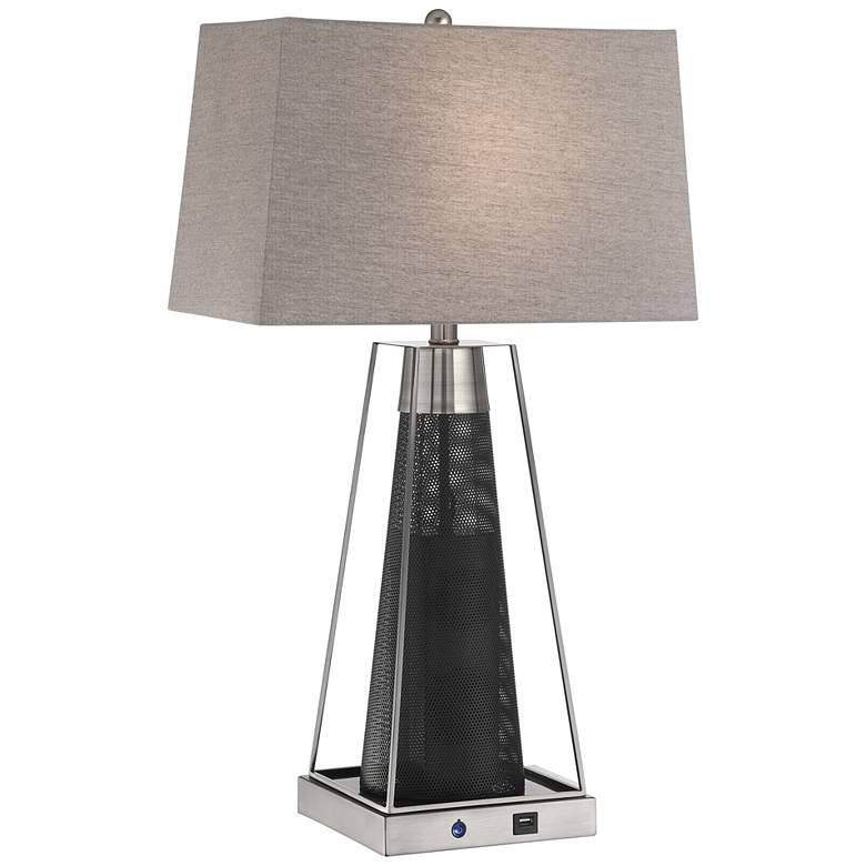 Image 2 Lite Source Granger 29" Nickel Black USB Bluetooth Speaker Table Lamp