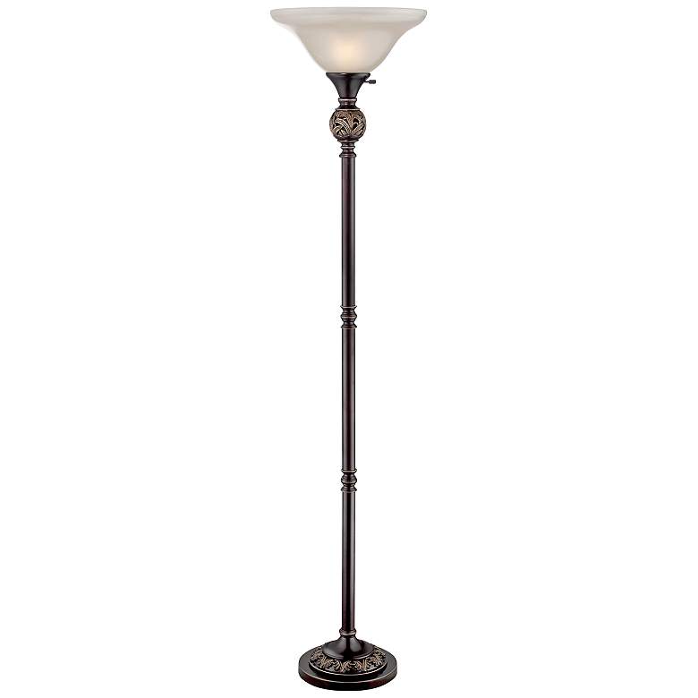 Image 1 Lite Source Guildford Bronze and Gold Torchiere Floor Lamp