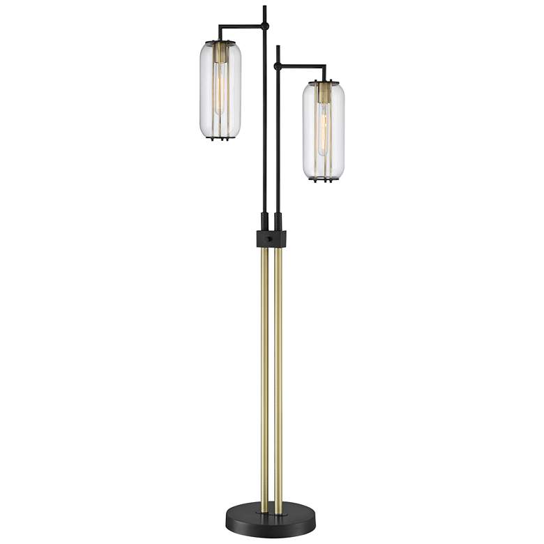 Image 1 Lite Source Hagen Black and Antique Brass 2-Light Floor Lamp