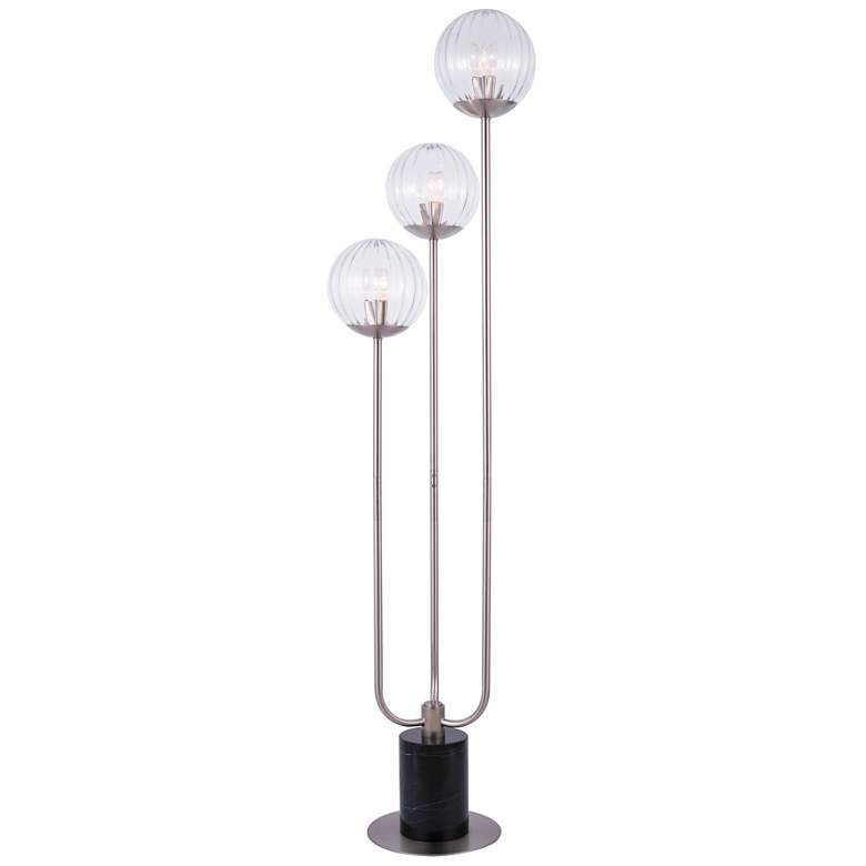 Image 1 Lite Source Haina 60" High Brushed Nickel 3-Light Modern Floor Lamp