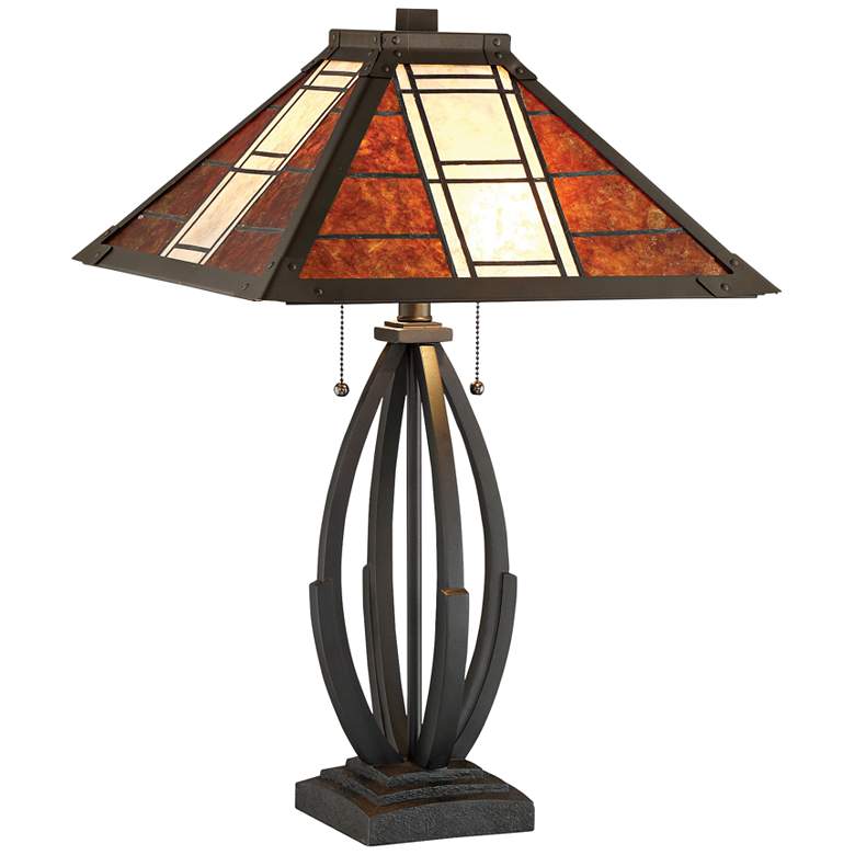 Image 1 Lite Source Halden Dark Bronze Mica Shade Table Lamp