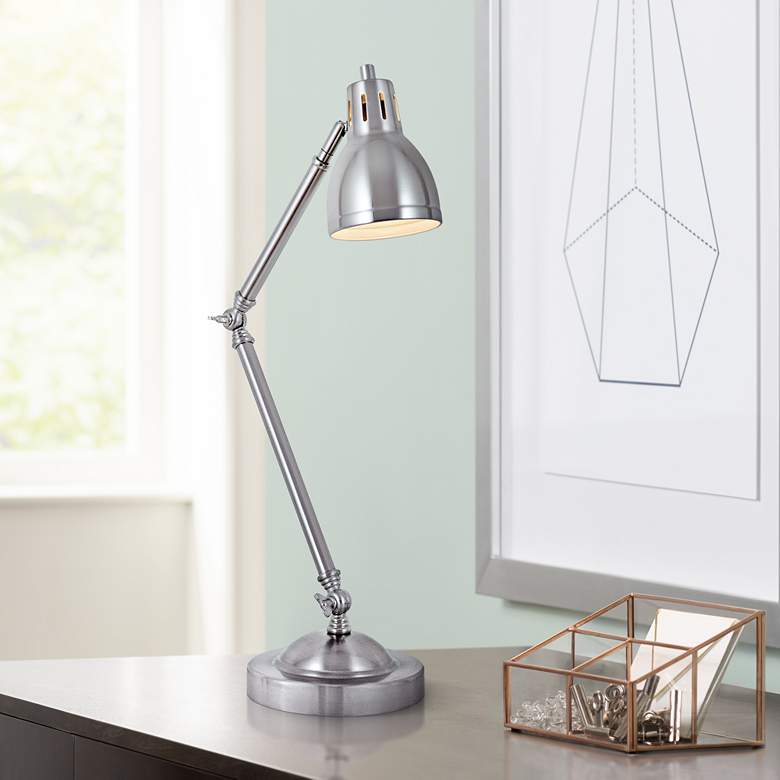 Image 1 Lite Source Haley Polished Steel Metal Desk Lamp