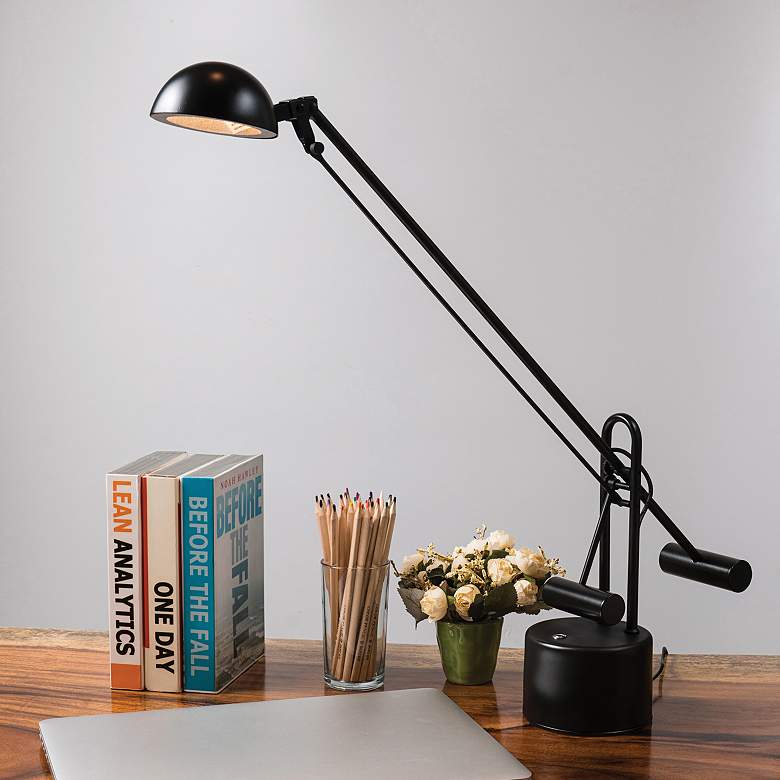 Image 1 Lite Source Halotech Adjustable Black Metal LED Modern Desk Lamp