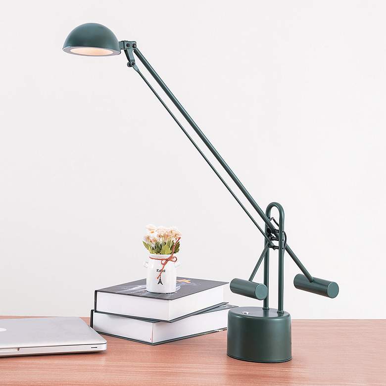 Image 1 Lite Source Halotech Green Adjustable Balance Arm Modern LED Desk Lamp