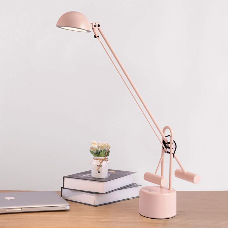 Image 1 Lite Source Halotech Peach Adjustable Balance Arm Modern LED Desk Lamp