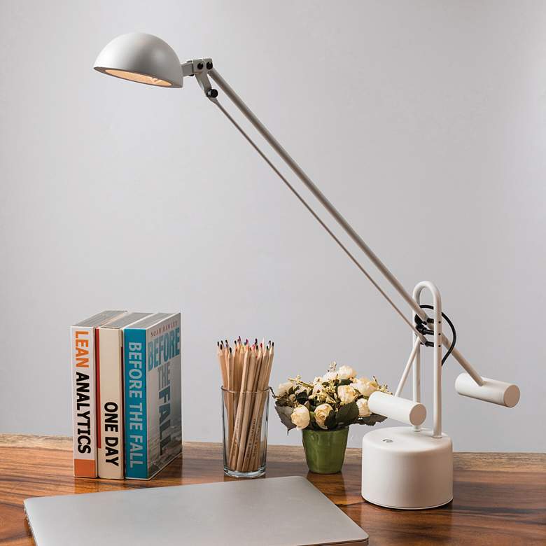 Image 1 Lite Source Halotech White Adjustable Balance Arm Modern LED Desk Lamp