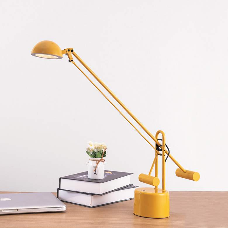 Image 1 Lite Source Halotech Yellow Metal Balance Arm Modern LED Desk Lamp