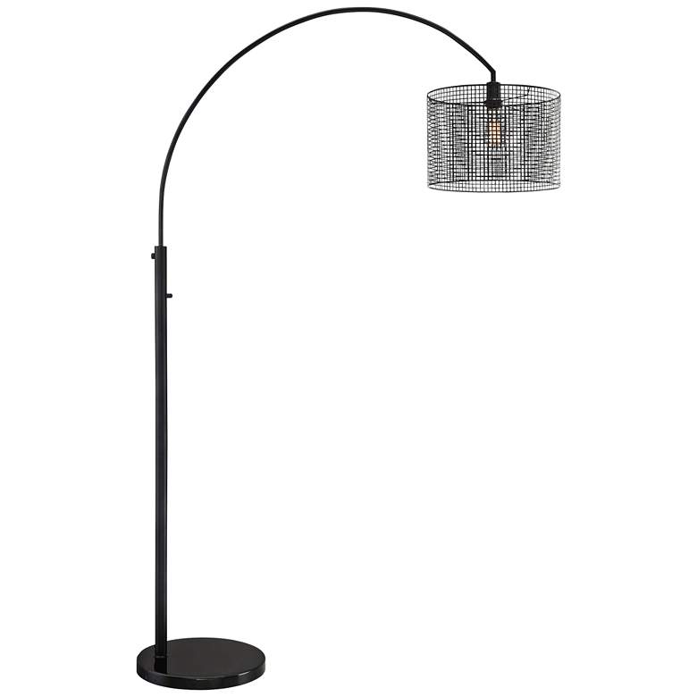 Image 1 Lite Source Hamilton 79 1/2" Modern Black Mesh Metal Arc Floor Lamp