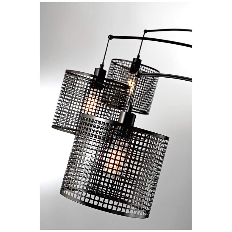 Image 3 Lite Source Hamilton 86 1/2" Black Metal Grid 3-Light Arc Floor Lamp more views