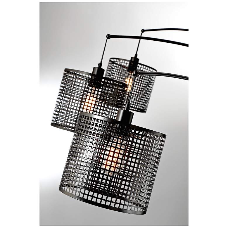 Image 3 Lite Source Hamilton 86 1/2 inch Black Metal Grid 3-Light Arc Floor Lamp more views