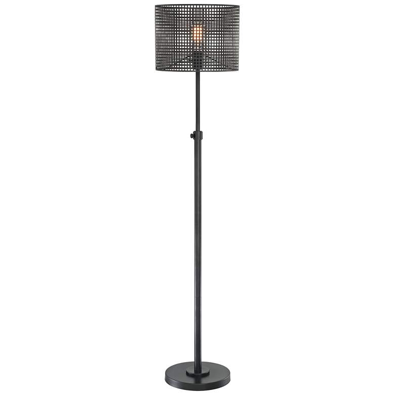 Lite Source Hamilton Black Metal Grid 1-Light Floor Lamp