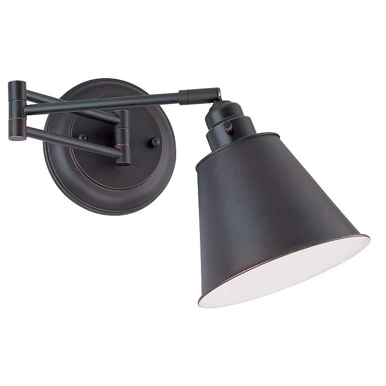 Image 1 Lite Source Hancock Dark Bronze Hardwire Swingarm Wall Light