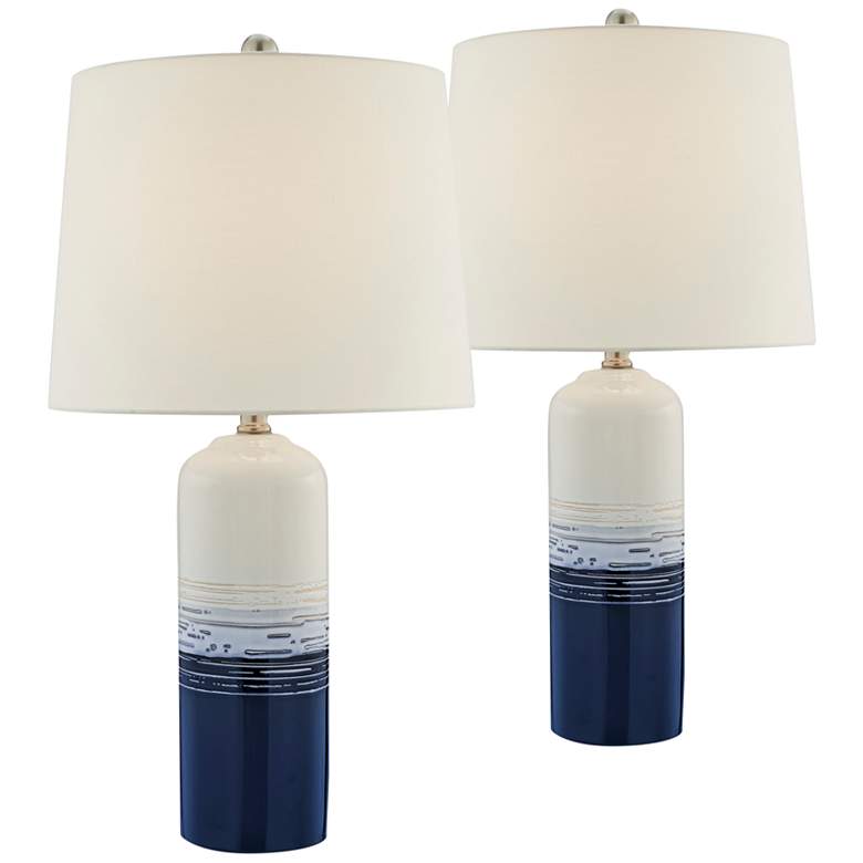 Image 2 Lite Source Heaton 24 1/4" Blue White Ceramic Table Lamps Set of 2