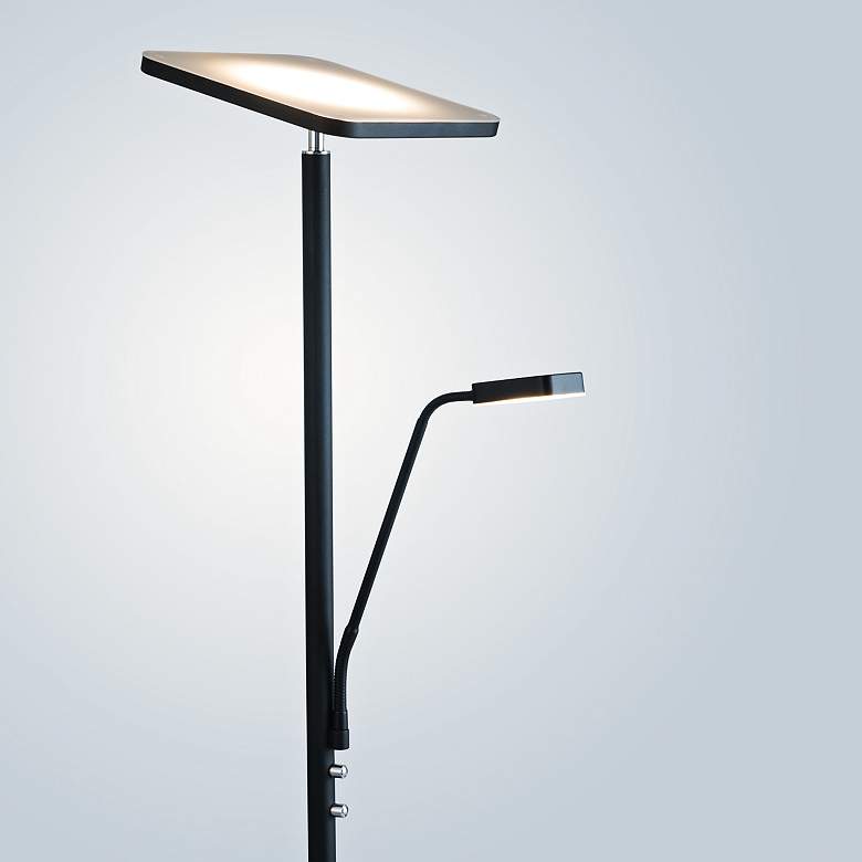 Image 3 Lite Source Hector 71 3/4 inch Black LED Torchiere Lamp with Reading Light more views