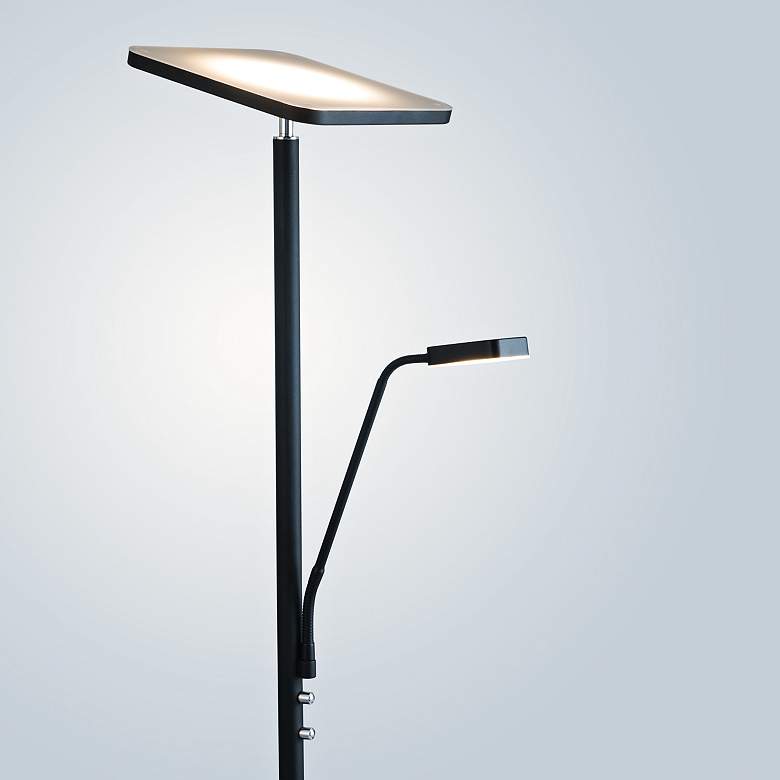 Image 3 Lite Source Hector 71 3/4" Black LED Torchiere Lamp with Reading Light more views