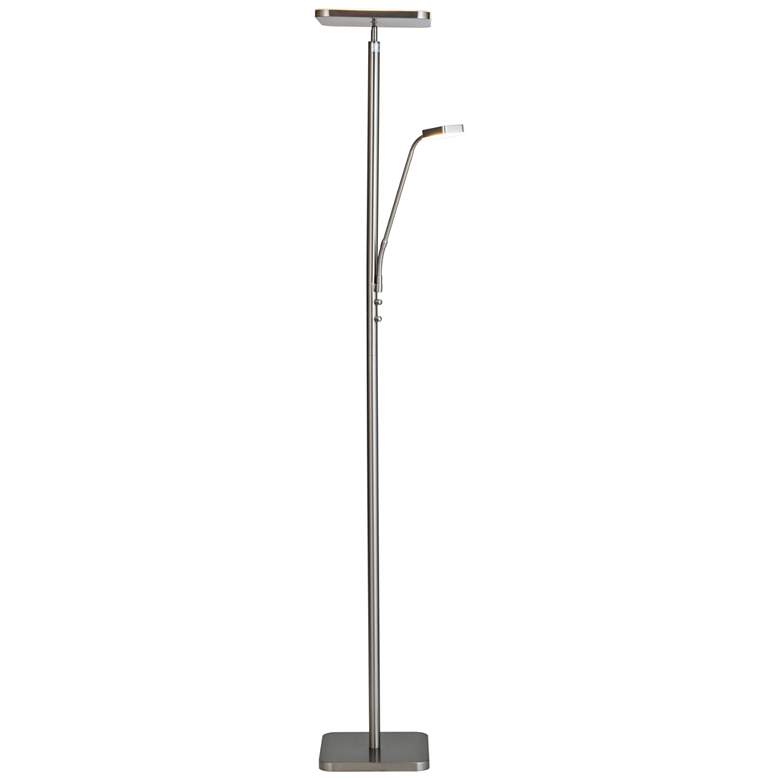 Image 2 Lite Source Hector 71 3/4 inch Nickel LED Torchiere Lamp with Side Light