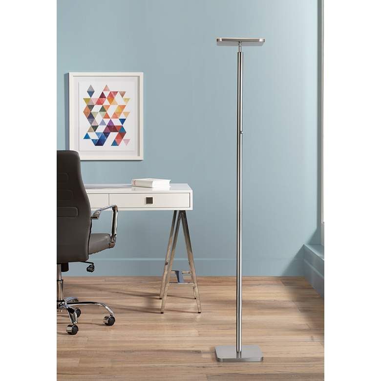 Image 1 Lite Source Hector Brushed Nickel LED Torchiere Floor Lamp