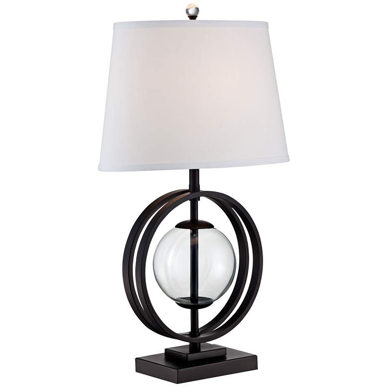 Image 1 Lite Source Herbert Black Metal Double-Ring Table Lamp