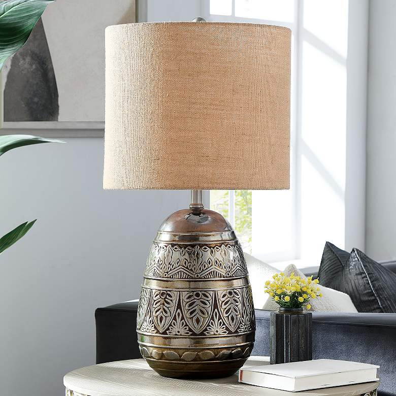 Image 1 Lite Source Hinata 27 1/4" Silver and Bronze Ceramic Table Lamp