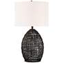 Lite Source Ivette Black Woven Rattan Table Lamp