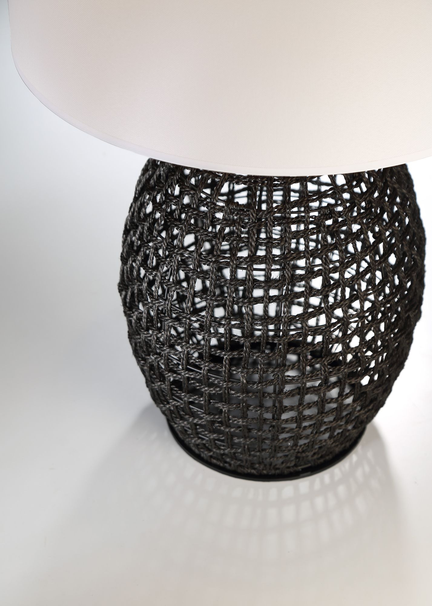 black rattan table lamp