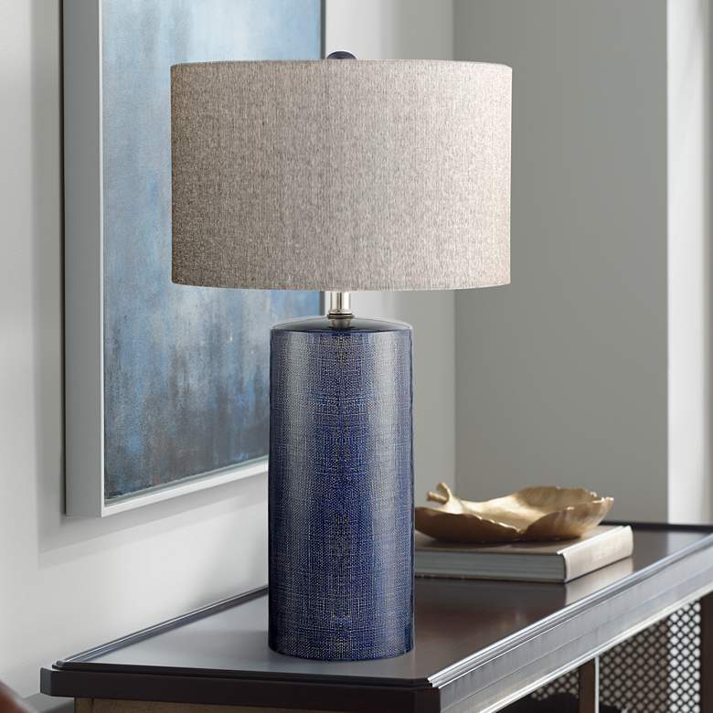 Image 1 Lite Source Jacoby 28 1/2" Navy Blue Ceramic Table Lamp
