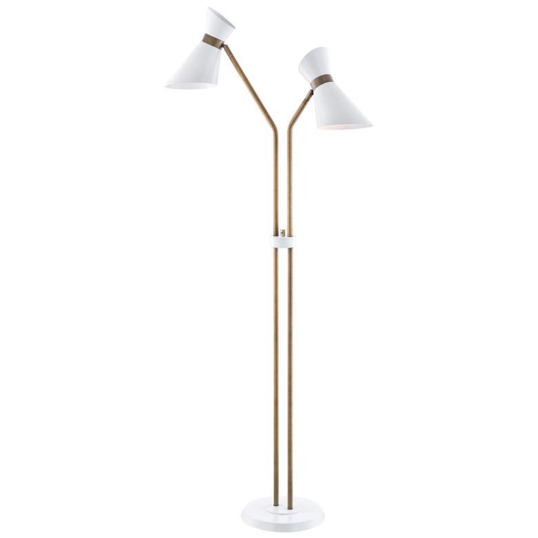 Image 1 Lite Source Jared 60" 2-Light Brass and White Modern Floor Lamp