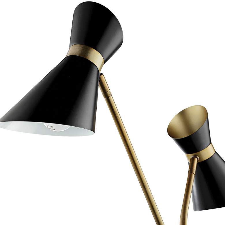 Image 3 Lite Source Jared 60 inch Black and Antique Brass 2-Arm Floor Lamp more views