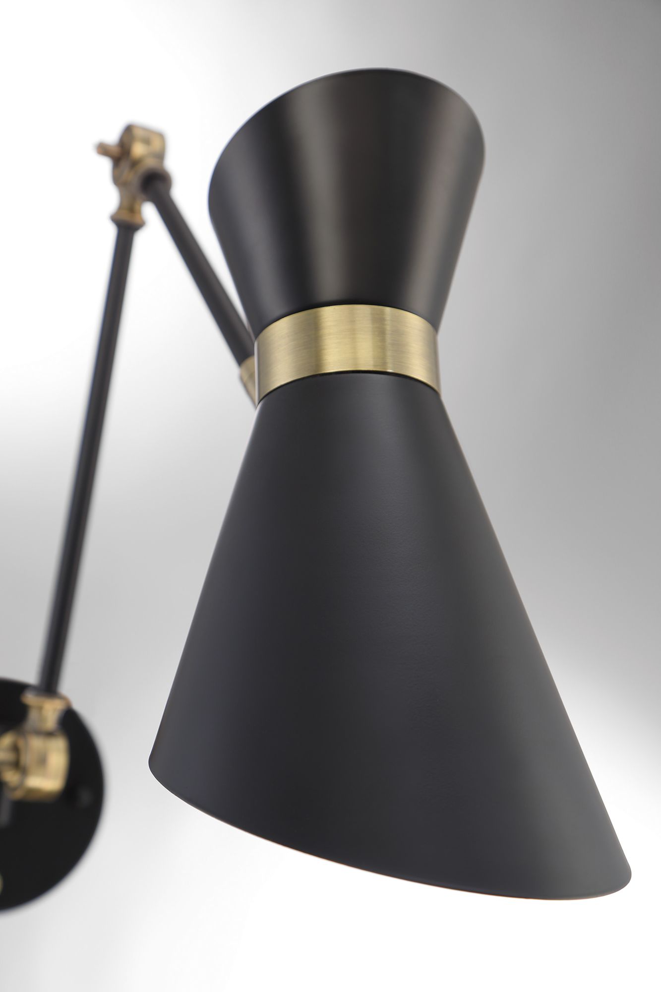 Image 3 Lite Source Jared black and gold wall sconce with adjustable arm and shade more views