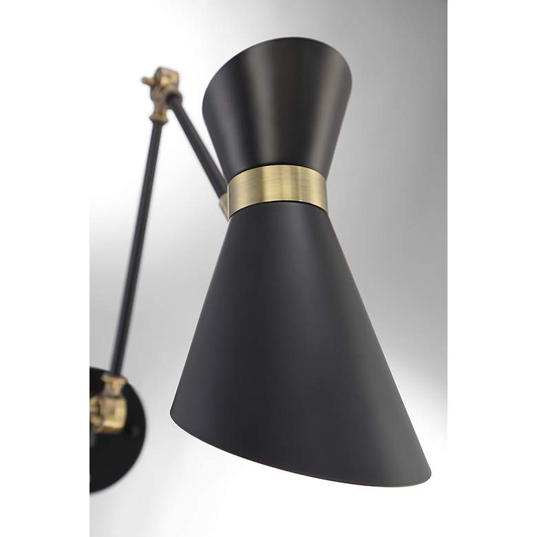 Image 3 Lite Source Jared black and gold wall sconce with adjustable arm and shade more views