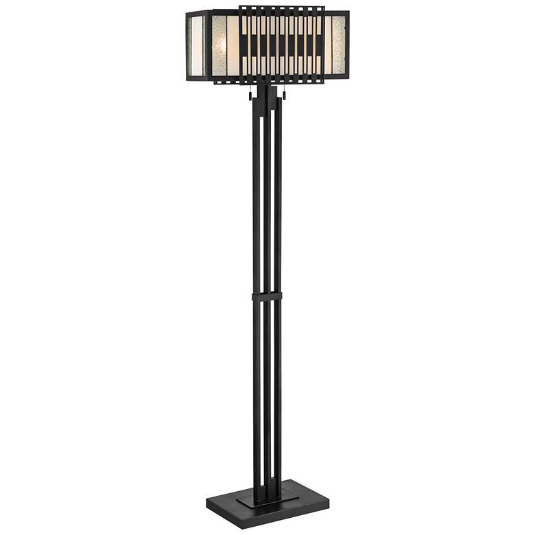 Image 1 Lite Source Jaxton 62 1/2 inch Black and Tiffany-Style Glass Floor Lamp