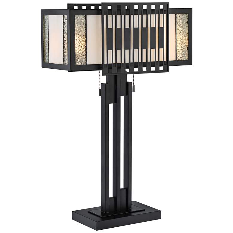 Image 1 Lite Source Jaxton Antique Black Tiffany-Style Glass Table Lamp