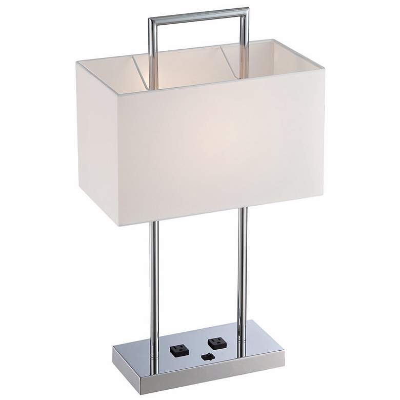 Image 3 Lite Source Jaymes 25 1/2" High Chrome Desk Lamp with Outlets more views