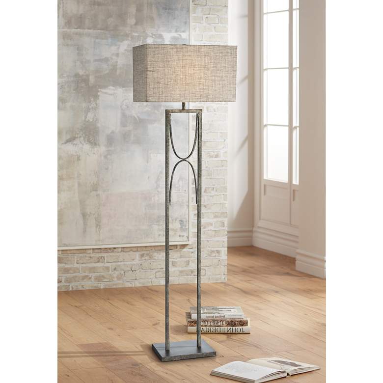 Image 1 Lite Source Jefferson Aged Silver Open Frame Floor Lamp