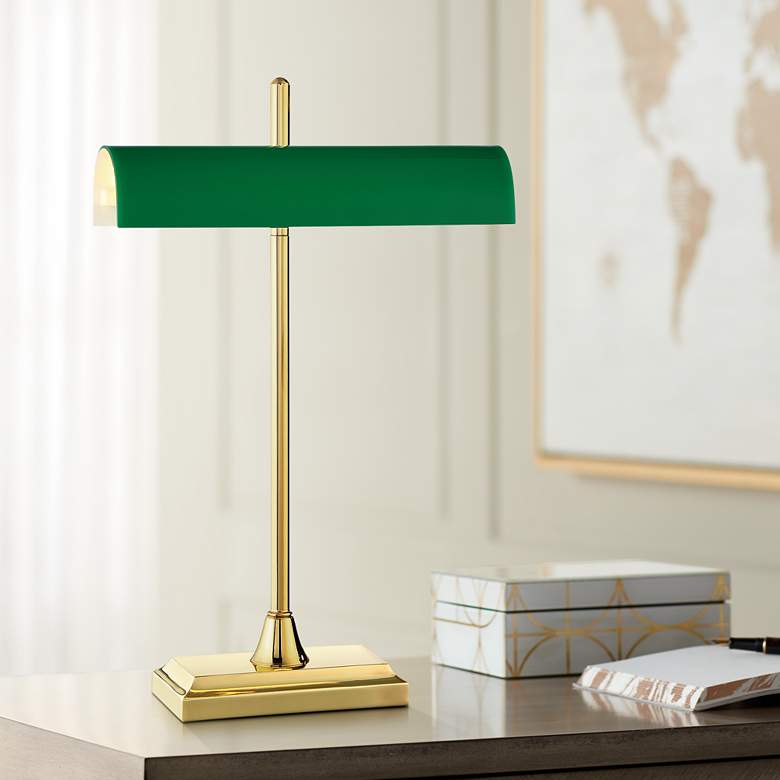 Image 1 Lite Source Juniper Polished Brass Banker LED Desk Lamp