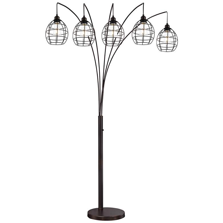 Image 2 Lite Source Kaden 86 1/2" Copper Bronze Cage 5-Light Arc Floor Lamp