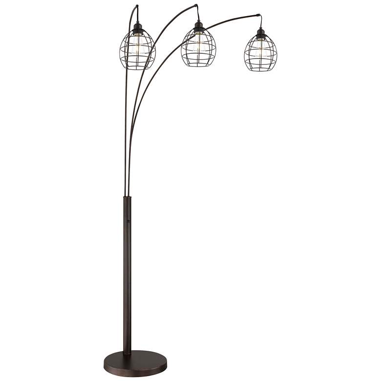 Image 1 Lite Source Kaden 87 1/4" Copper Bronze Cage 3-Light Arc Floor Lamp