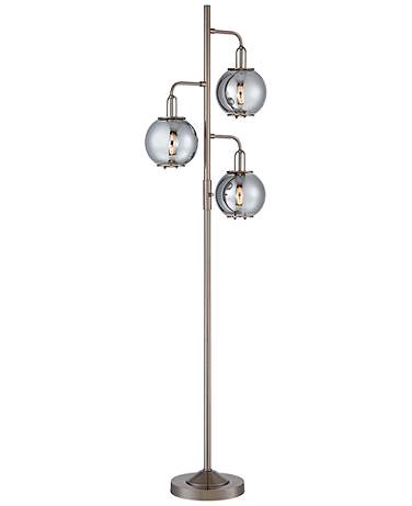 Lite Source Kaira 71 1/2" High 3-Light Smoke Glass Globes Floor Lamp