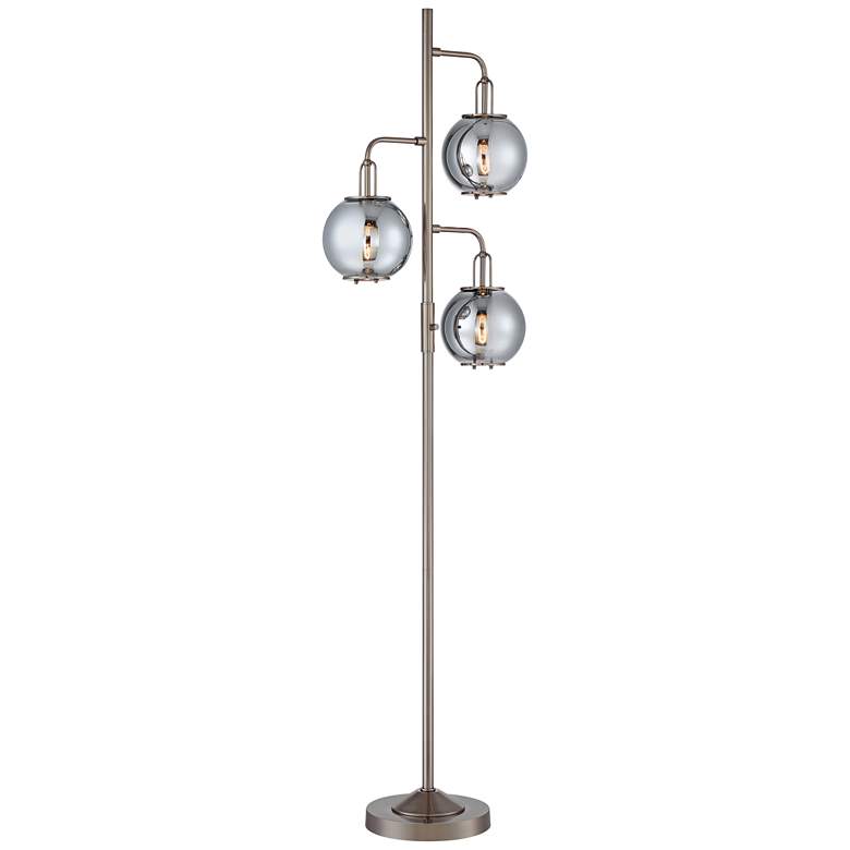 Image 1 Lite Source Kaira 71 1/2" High 3-Light Smoke Glass Globes Floor Lamp