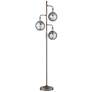 1_Lite Source Kaira 71 1/2" High 3-Light Smoke Glass Globes Floor Lamp