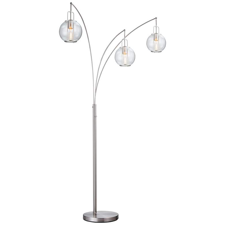 Image 2 Lite Source Kaira 89" Brushed Nickel 3-Light Modern Arc Floor Lamp