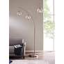 1_Lite Source Kaira 89" Brushed Nickel 3-Light Modern Arc Floor Lamp